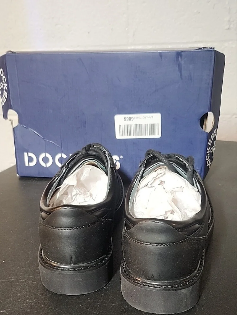 Dockers Shelter Men's Black Leather Derby Work Shoes